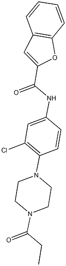 N-[3-chloro-4-(4-propionyl-1-piperazinyl)phenyl]-1-benzofuran-2-carboxamide Struktur