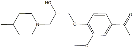 1-{4-[2-hydroxy-3-(4-methyl-1-piperidinyl)propoxy]-3-methoxyphenyl}ethanone Struktur