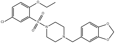 2-{[4-(1,3-benzodioxol-5-ylmethyl)-1-piperazinyl]sulfonyl}-4-chlorophenyl ethyl ether Struktur