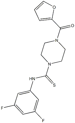 N-(3,5-difluorophenyl)-4-(2-furoyl)-1-piperazinecarbothioamide Struktur