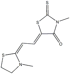 3-methyl-5-[2-(3-methyl-1,3-thiazolidin-2-ylidene)ethylidene]-2-thioxo-1,3-thiazolidin-4-one Struktur