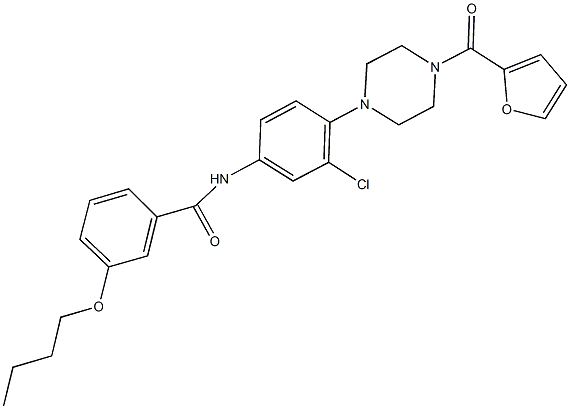 3-butoxy-N-{3-chloro-4-[4-(2-furoyl)-1-piperazinyl]phenyl}benzamide Struktur