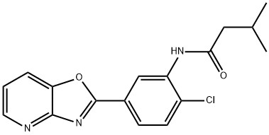 N-(2-chloro-5-[1,3]oxazolo[4,5-b]pyridin-2-ylphenyl)-3-methylbutanamide Struktur