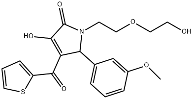 3-hydroxy-1-[2-(2-hydroxyethoxy)ethyl]-5-(3-methoxyphenyl)-4-(2-thienylcarbonyl)-1,5-dihydro-2H-pyrrol-2-one Struktur