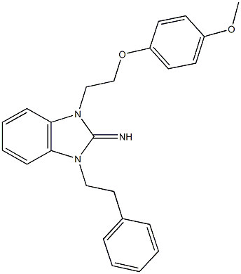 1-[2-(4-methoxyphenoxy)ethyl]-3-(2-phenylethyl)-1,3-dihydro-2H-benzimidazol-2-imine Struktur