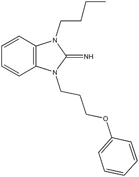 1-butyl-3-(3-phenoxypropyl)-1,3-dihydro-2H-benzimidazol-2-imine Struktur