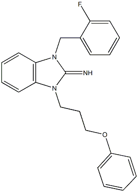 1-(2-fluorobenzyl)-3-(3-phenoxypropyl)-1,3-dihydro-2H-benzimidazol-2-imine Struktur