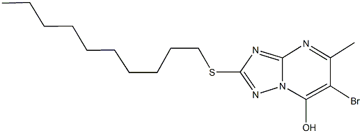 6-bromo-2-(decylsulfanyl)-5-methyl[1,2,4]triazolo[1,5-a]pyrimidin-7(4H)-one Struktur