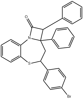 4-(4-bromophenyl)-2,2a-diphenyl-2,2a,3,4-tetrahydro-1H-azeto[2,1-d][1,5]benzothiazepin-1-one Struktur