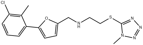 N-{[5-(3-chloro-2-methylphenyl)-2-furyl]methyl}-N-{2-[(1-methyl-1H-tetraazol-5-yl)sulfanyl]ethyl}amine Struktur