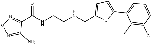 4-amino-N-[2-({[5-(3-chloro-2-methylphenyl)-2-furyl]methyl}amino)ethyl]-1,2,5-oxadiazole-3-carboxamide Struktur