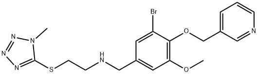 N-[3-bromo-5-methoxy-4-(3-pyridinylmethoxy)benzyl]-N-{2-[(1-methyl-1H-tetraazol-5-yl)sulfanyl]ethyl}amine Struktur