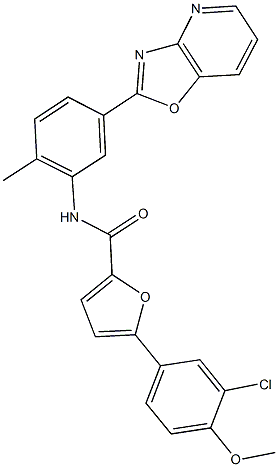 5-(3-chloro-4-methoxyphenyl)-N-(2-methyl-5-[1,3]oxazolo[4,5-b]pyridin-2-ylphenyl)-2-furamide Struktur