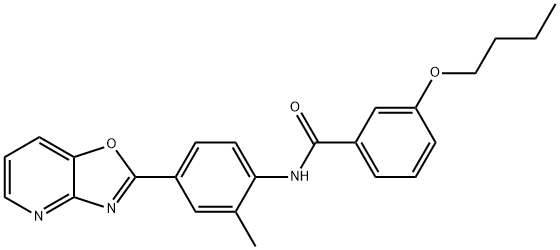 3-butoxy-N-(2-methyl-4-[1,3]oxazolo[4,5-b]pyridin-2-ylphenyl)benzamide Struktur