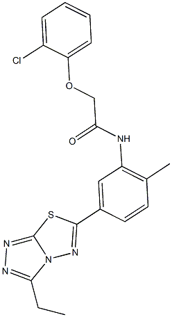 2-(2-chlorophenoxy)-N-[5-(3-ethyl[1,2,4]triazolo[3,4-b][1,3,4]thiadiazol-6-yl)-2-methylphenyl]acetamide Struktur