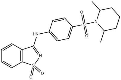 N-{4-[(2,6-dimethyl-1-piperidinyl)sulfonyl]phenyl}-N-(1,1-dioxido-1,2-benzisothiazol-3-yl)amine Struktur