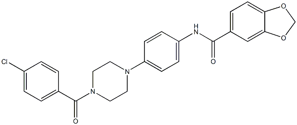 N-{4-[4-(4-chlorobenzoyl)-1-piperazinyl]phenyl}-1,3-benzodioxole-5-carboxamide Struktur