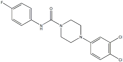 4-(3,4-dichlorophenyl)-N-(4-fluorophenyl)-1-piperazinecarboxamide Struktur