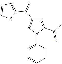 1-[3-(2-furoyl)-1-phenyl-1H-pyrazol-5-yl]ethanone Struktur