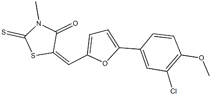 5-{[5-(3-chloro-4-methoxyphenyl)-2-furyl]methylene}-3-methyl-2-thioxo-1,3-thiazolidin-4-one Struktur