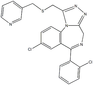 [8-chloro-6-(2-chlorophenyl)-4H-[1,2,4]triazolo[4,3-a][1,4]benzodiazepin-1-yl]methyl 3-pyridinylmethyl sulfide Struktur