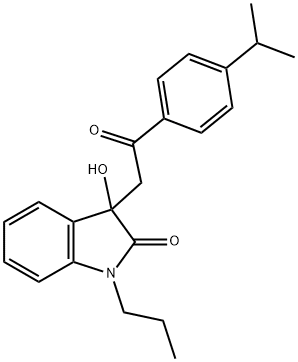 3-hydroxy-3-[2-(4-isopropylphenyl)-2-oxoethyl]-1-propyl-1,3-dihydro-2H-indol-2-one Struktur