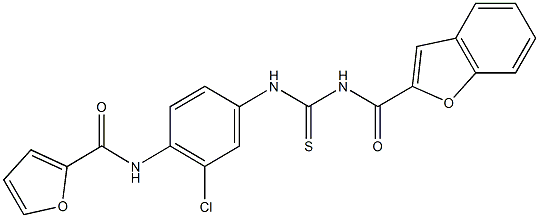 N-[4-({[(1-benzofuran-2-ylcarbonyl)amino]carbothioyl}amino)-2-chlorophenyl]-2-furamide Struktur