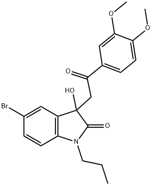 5-bromo-3-[2-(3,4-dimethoxyphenyl)-2-oxoethyl]-3-hydroxy-1-propyl-1,3-dihydro-2H-indol-2-one Struktur