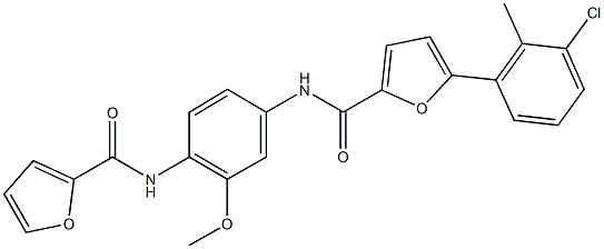 5-(3-chloro-2-methylphenyl)-N-[4-(2-furoylamino)-3-methoxyphenyl]-2-furamide Struktur