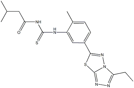 N-[5-(3-ethyl[1,2,4]triazolo[3,4-b][1,3,4]thiadiazol-6-yl)-2-methylphenyl]-N'-(3-methylbutanoyl)thiourea Struktur