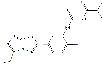 N-[5-(3-ethyl[1,2,4]triazolo[3,4-b][1,3,4]thiadiazol-6-yl)-2-methylphenyl]-N'-isobutyrylthiourea Struktur