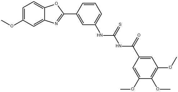 N-[3-(5-methoxy-1,3-benzoxazol-2-yl)phenyl]-N'-(3,4,5-trimethoxybenzoyl)thiourea Struktur