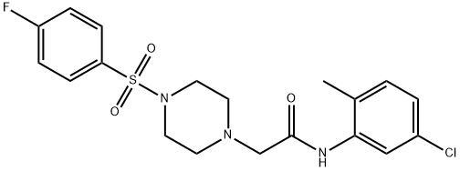 N-(5-chloro-2-methylphenyl)-2-{4-[(4-fluorophenyl)sulfonyl]-1-piperazinyl}acetamide Struktur