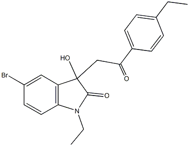 5-bromo-1-ethyl-3-[2-(4-ethylphenyl)-2-oxoethyl]-3-hydroxy-1,3-dihydro-2H-indol-2-one Struktur