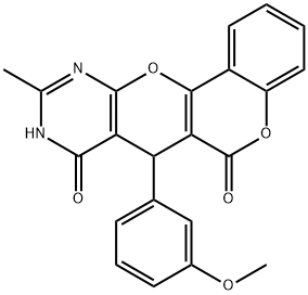 7-(3-methoxyphenyl)-10-methyl-7,9-dihydro-6H,8H-chromeno[3',4':5,6]pyrano[2,3-d]pyrimidine-6,8-dione Struktur