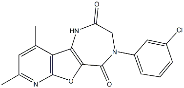 4-(3-chlorophenyl)-8,10-dimethyl-3,4-dihydro-1H-pyrido[3',2':4,5]furo[3,2-e][1,4]diazepine-2,5-dione Struktur