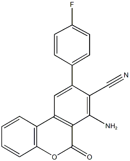 7-amino-9-(4-fluorophenyl)-6-oxo-6H-benzo[c]chromene-8-carbonitrile Struktur