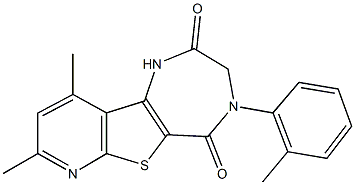 8,10-dimethyl-4-(2-methylphenyl)-3,4-dihydro-1H-pyrido[3',2':4,5]thieno[3,2-e][1,4]diazepine-2,5-dione Struktur