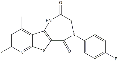 4-(4-fluorophenyl)-8,10-dimethyl-3,4-dihydro-1H-pyrido[3',2':4,5]thieno[3,2-e][1,4]diazepine-2,5-dione Struktur