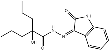 2-hydroxy-N'-(2-oxo-1,2-dihydro-3H-indol-3-ylidene)-2-propylpentanohydrazide Struktur