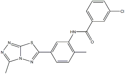 3-chloro-N-[2-methyl-5-(3-methyl[1,2,4]triazolo[3,4-b][1,3,4]thiadiazol-6-yl)phenyl]benzamide Struktur