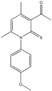 1-[1-(4-methoxyphenyl)-4,6-dimethyl-2-thioxo-1,2-dihydro-3-pyridinyl]ethanone Struktur