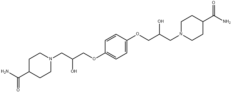 1-[3-(4-{3-[4-(aminocarbonyl)-1-piperidinyl]-2-hydroxypropoxy}phenoxy)-2-hydroxypropyl]-4-piperidinecarboxamide Struktur