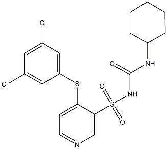 3-({[(cyclohexylamino)carbonyl]amino}sulfonyl)-4-[(3,5-dichlorophenyl)sulfanyl]pyridine Struktur