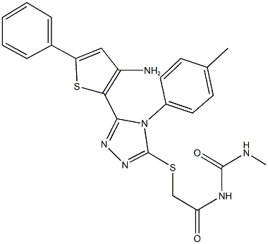 N-({[5-(3-amino-5-phenyl-2-thienyl)-4-(4-methylphenyl)-4H-1,2,4-triazol-3-yl]sulfanyl}acetyl)-N'-methylurea Struktur