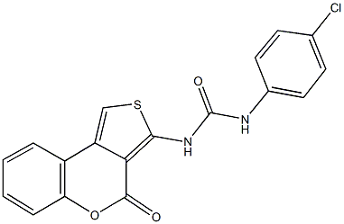 N-(4-chlorophenyl)-N'-(4-oxo-4H-thieno[3,4-c]chromen-3-yl)urea Struktur