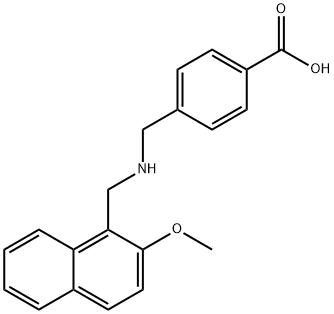 4-({[(2-methoxy-1-naphthyl)methyl]amino}methyl)benzoic acid Struktur