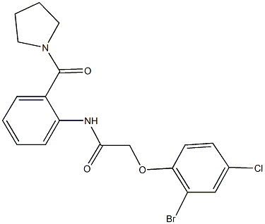 2-(2-bromo-4-chlorophenoxy)-N-[2-(1-pyrrolidinylcarbonyl)phenyl]acetamide Struktur