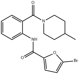 5-bromo-N-{2-[(4-methyl-1-piperidinyl)carbonyl]phenyl}-2-furamide Struktur