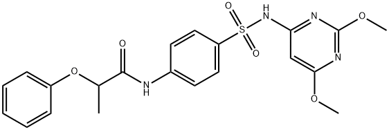 N-(4-{[(2,6-dimethoxy-4-pyrimidinyl)amino]sulfonyl}phenyl)-2-phenoxypropanamide Struktur